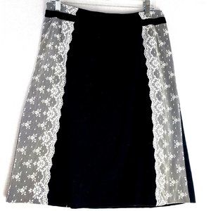 Co Op Barneys New York Womens Skirt A-Line Mini Velvet Back Zip Lace Sz: 8